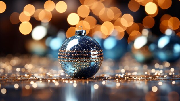 Mooi nieuwjaar en kerstbal met glitterachtergrond