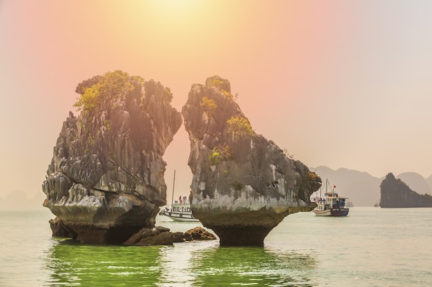 Mooi oriëntatiepunt in Ha Long-Baai