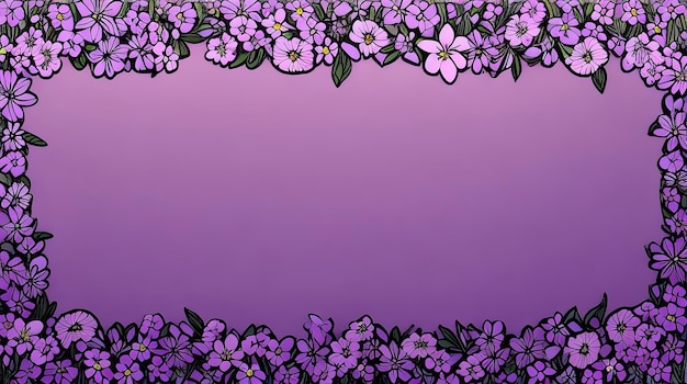 mooi paars bloemenframe met een effen achtergrond