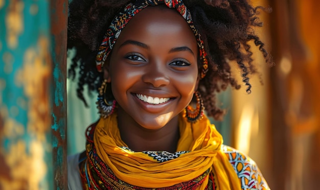 Mooi portret van een glimlachende Afrikaanse vrouw Zwarte geschiedenis maand