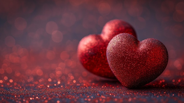 Foto mooi rood hart van liefde behang achtergrond glitter valentine concept generative ai