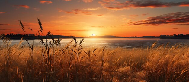 Foto mooi savanne gras op zonsondergang uitzicht ai gegenereerd beeld