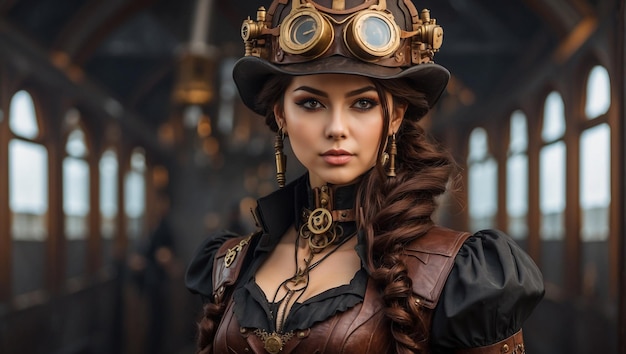 Mooi schattig steampunkmeisje