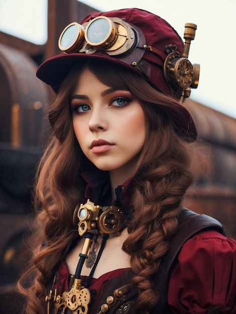 Mooi schattig steampunkmeisje