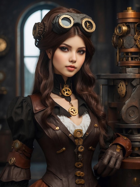 Mooi schattig steampunkmeisje