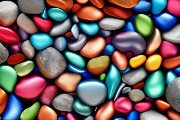 Mooi schitterend stenen behang Kiezels achtergrond Schitterende kiezels agtergrond Kleurrijke stenen achtergrond AI Generatief