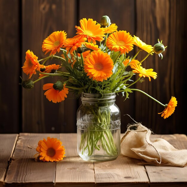 Mooi stilleven van veld sinaasappel calendula bloem