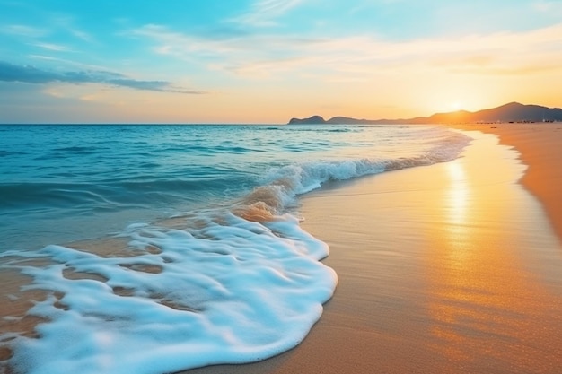 Mooi strand en zee bij zonsopgang.