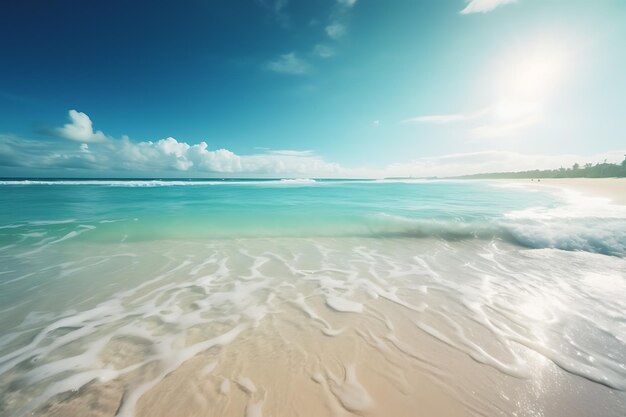 Mooi strand met wit zand turquoise oceaanwater Ai Generative