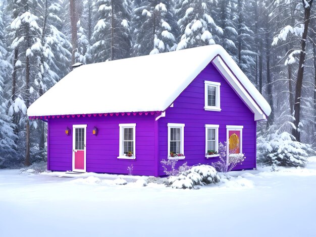 Mooi super Finse winterlandschap met rood houten Finse huis in de winter bedekt met sneeuw