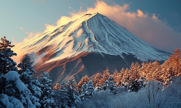 Foto mooi uitzicht op de bergen van japan met winternatuur.