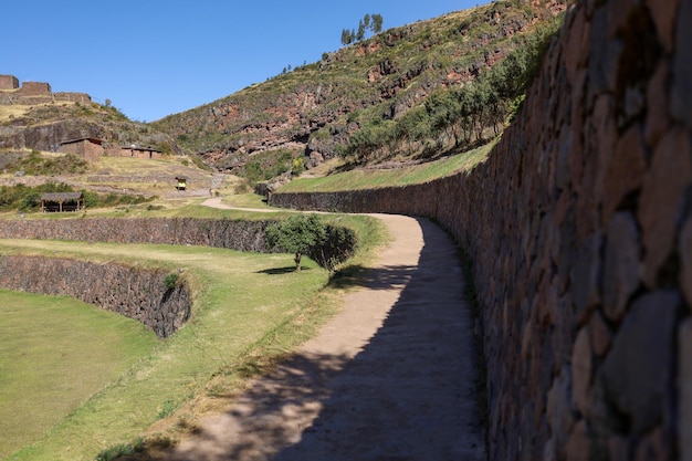 Mooi uitzicht op de Pisac-ruïnes in Cusco