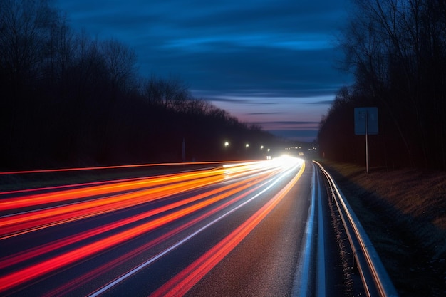 Mooi van lichtsporen van een auto in de nacht