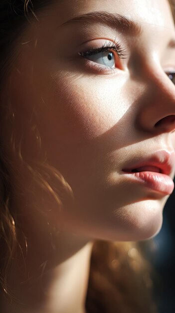 Mooi vrouwelijk gezicht gezonde huid close-up mooi vrouwelijk studio portret