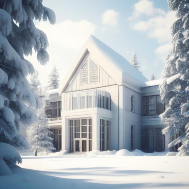 Foto mooi winterhuis gegenereerd door ai
