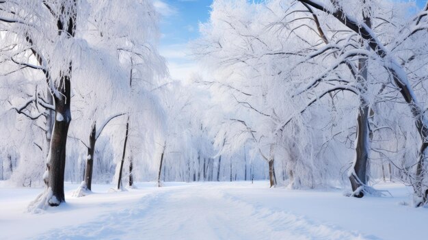 Mooi winterlandschap met besneeuwde bomen in het park