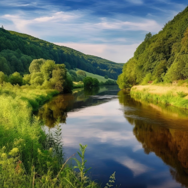 Mooi zomers landschap Generatieve AI