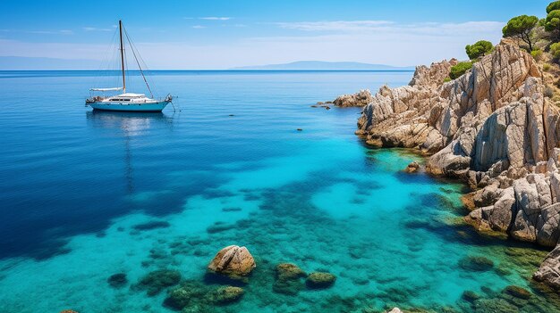 Mooi zomers mediterraan zeegezicht