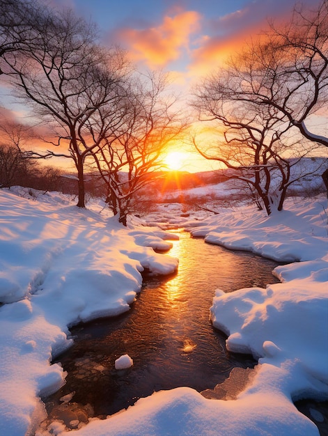 Mooi zonsondergang winterlandschap