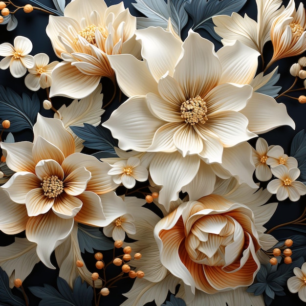 Mooie 3D bloemen illustratie achtergrond generatieve AI