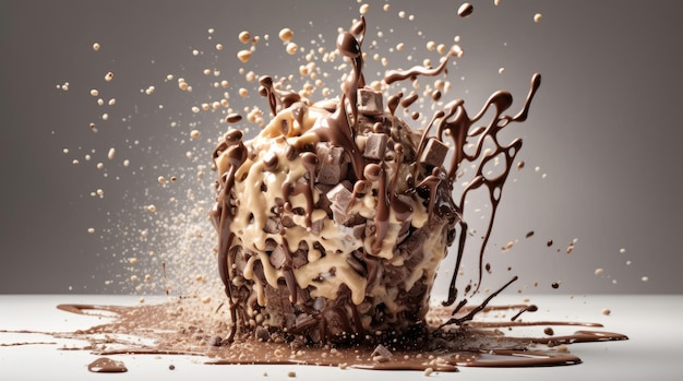 Mooie abstracte explosie van melk en chocolade