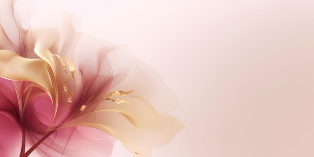 Mooie abstracte gouden en roze bloemenontwerp achtergrond Generatieve AI AIG32