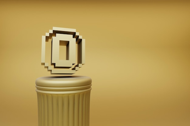 Mooie abstracte illustraties Gouden Gouden Pixel nummer 0 symbool iconen op een gouden kolom en wo