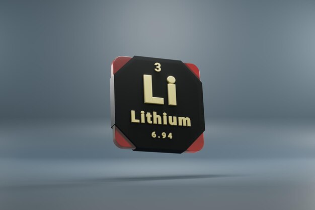 Foto mooie abstracte illustraties zwart en rood lithium 3 li element van het periodiek systeem