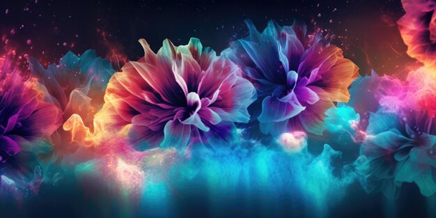 Foto mooie abstracte kleurrijke nachtfoto bloemenontwerp achtergrondbanner mooie generatieve ai aig32
