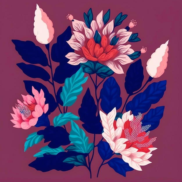 Mooie abstracte levendige bloemen artistieke bloemen Achtergrondkaart of banner 3D illustratie