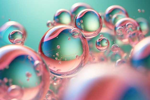 Mooie achtergrond van abstracte waterbellen met kleurenachtergronden