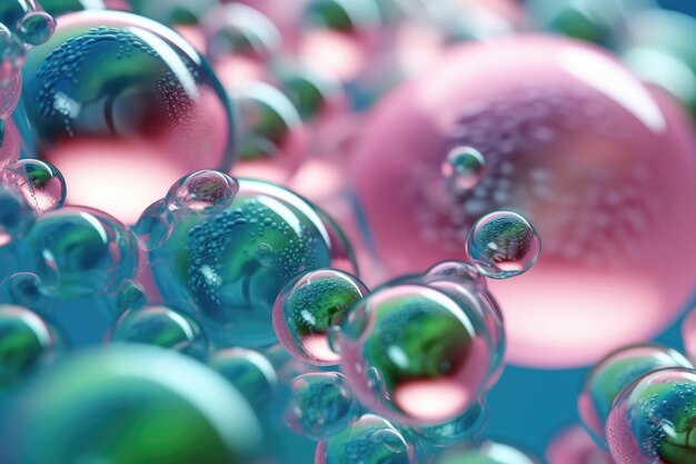 Foto mooie achtergrond van abstracte waterbellen met kleurenachtergronden