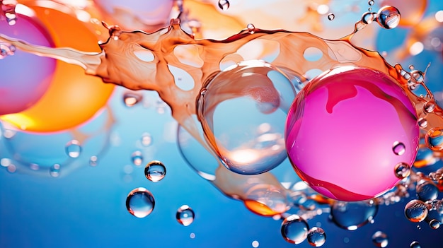 Mooie afbeelding voor behang van een paar mooie gekleurde bubbels Creatieve AI