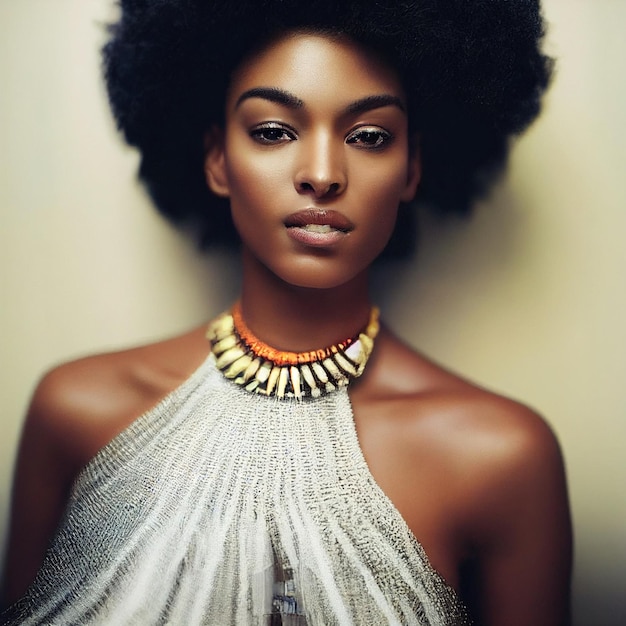Mooie Afro-Amerikaanse vrouw portret illustratie