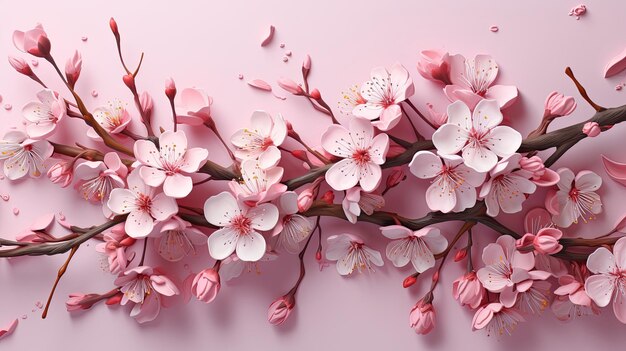 Mooie aquarel kersenbloesem tak en sakura kersen roze bloem illustratie geïsoleerd op witte achtergrond