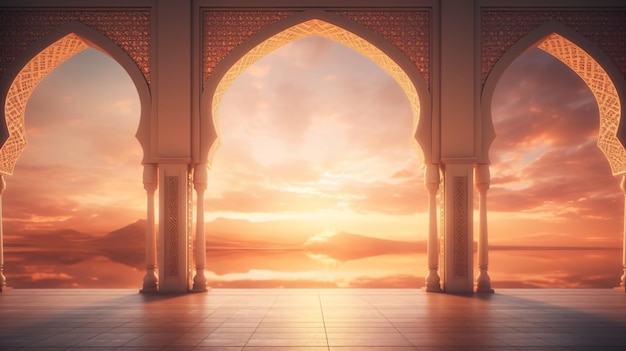 Mooie Arabische boog met wazig Ramadan concept