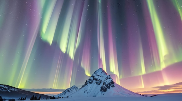 Mooie aurora borealis voor behang in anime-stijl