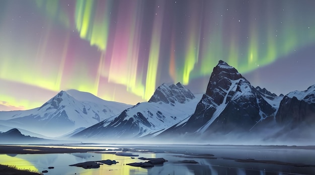 Mooie aurora borealis voor behang in anime-stijl