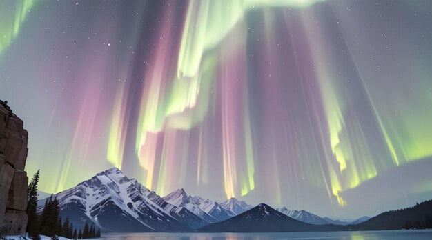 Mooie aurora borealis voor behang in anime-stijl