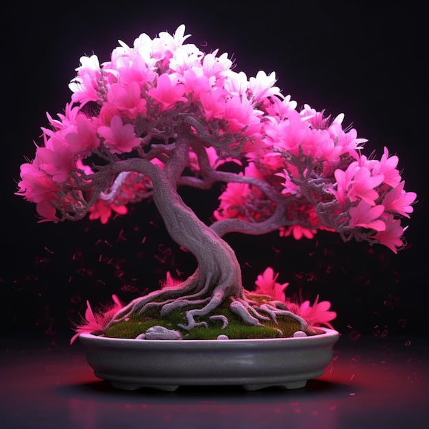 Mooie azalea potplant bonsai bloem boombehang AI Gegenereerde kunst