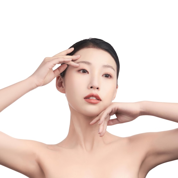 Mooie Aziatische vrouwen natuurlijke gezichtsbehandelingen en gezichtskenmerken van vrouwen