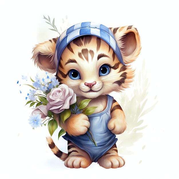 Foto mooie baby tiger kinderkamer clipart illustratie