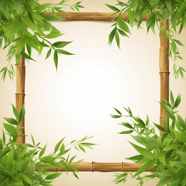 Mooie bamboe boombladeren frame grensontwerp foto's AI gegenereerde kunst