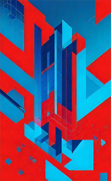Mooie blauwe en rode abstracte achtergrond