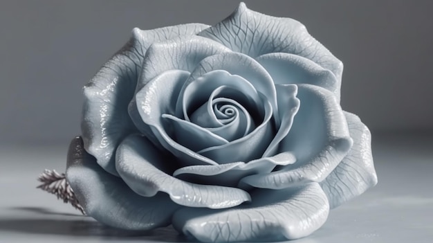 Mooie blauwe roos op een donkere achtergrond Closeupgeneratieve ai