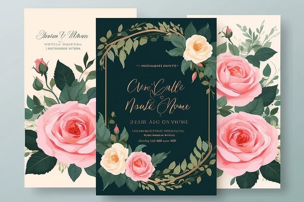Foto mooie bloeiende roos bloem bruiloft uitnodiging bloemontwerp