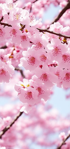 Mooie bloeiende tak van sakura kersenbloesem in het voorjaar