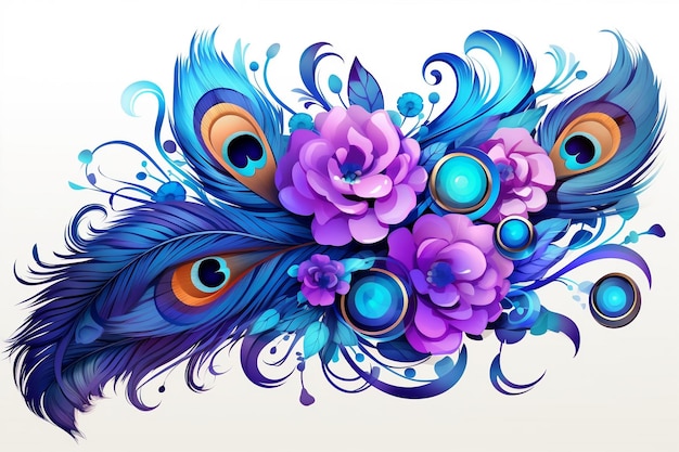 Mooie bloemen en Peacock Feather Generative AI