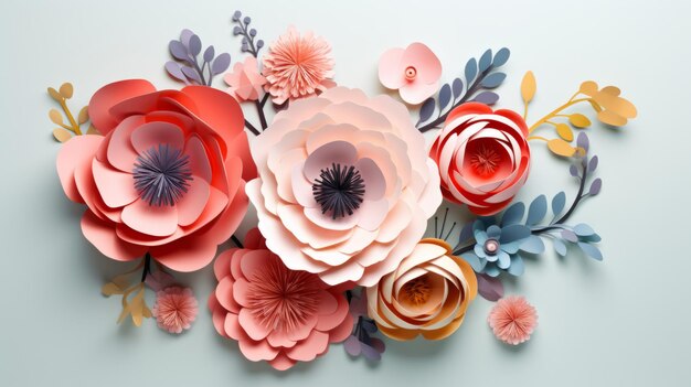 Mooie bloemenpapierdecoratie met pastelkleur