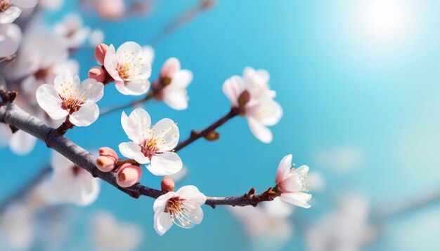 Mooie bloemrijke lente abstracte achtergrond van de natuur Takken van bloeiende abrikos macro met zachte